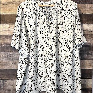 Nine West Womens Blouse 4X Animal Print Pattern Office Flowy